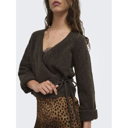 ONLLIVA LS V-NECK WRAP KNT 244915001 Choco