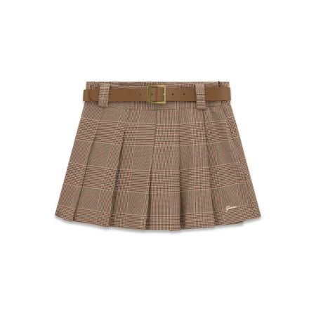 GLEN PLAID PLEATED MINI SKIRT L13F TARTAN BEIGE