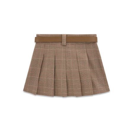 GLEN PLAID PLEATED MINI SKIRT L13F TARTAN BEIGE