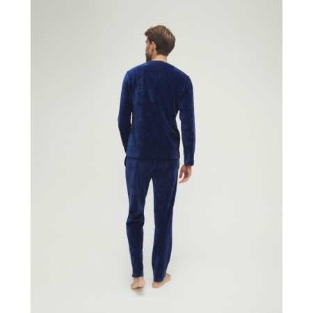 PIJAMA TERCIOPELO CUARDRITOS 43 AZUL