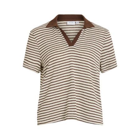 VIKIMIRA V-NECK SS POLO STRIPE 177853001 Birch