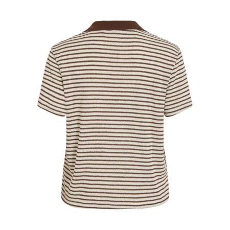 VIKIMIRA V-NECK SS POLO STRIPE 177853001 Birch