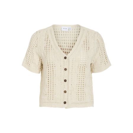 VIJULIRA V-NECK SS CROCHET TOP 177853 Birch